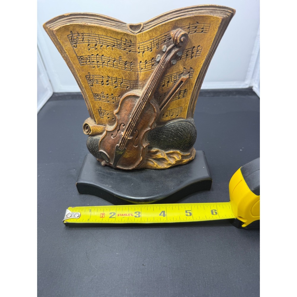 Vintage Syroco Wood Violin Music Book Statue Figurine Decor collectible - Picture 7 of 9